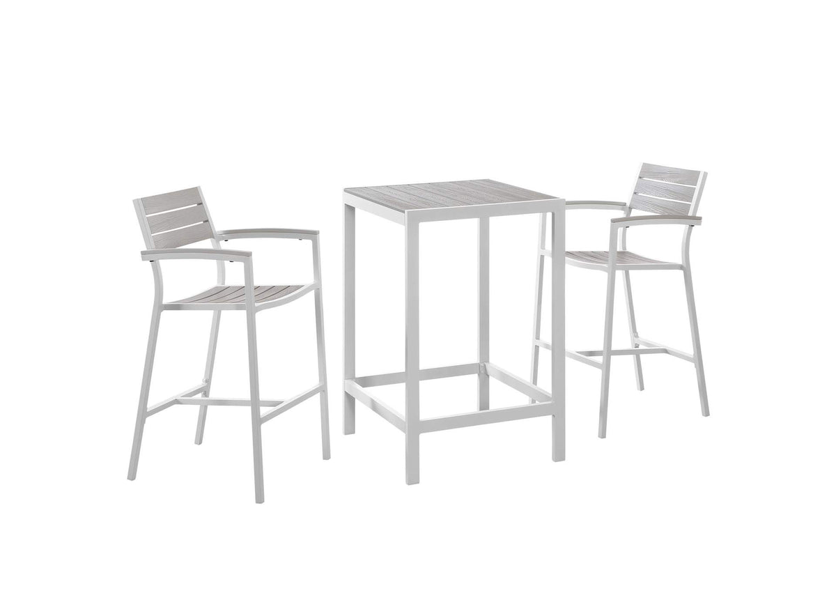 EEI-1754-WHI-LGR-SET Maine 3 Piece Outdoor Patio Dining Set By Modway