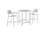 EEI-1754-WHI-LGR-SET Maine 3 Piece Outdoor Patio Dining Set By Modway
