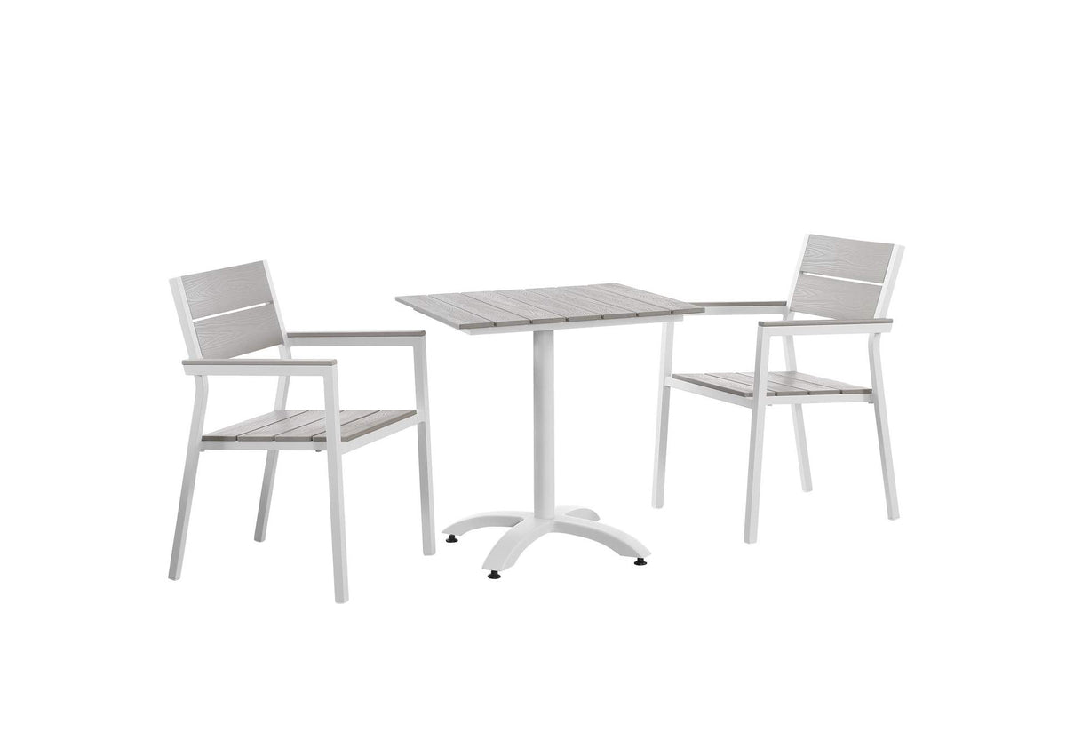 EEI-1759-WHI-LGR-SET Maine 3 Piece Outdoor Patio Dining Set By Modway