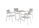 EEI-1761-WHI-LGR-SET Maine 5 Piece Outdoor Patio Dining Set By Modway