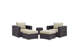 EEI-1809-EXP-BEI-SET Convene 5 Piece Outdoor Patio Sectional Set By Modway