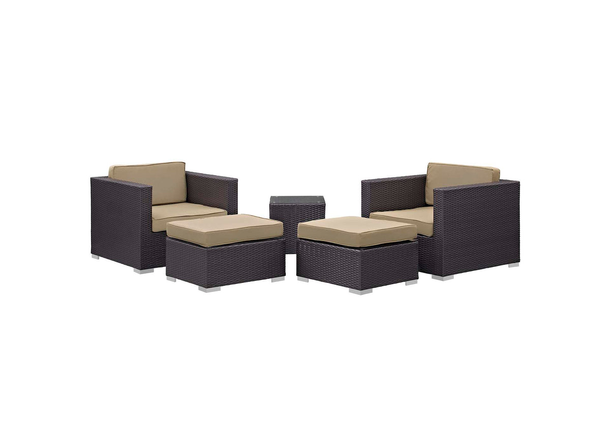 EEI-1809-EXP-MOC-SET Convene 5 Piece Outdoor Patio Sectional Set By Modway
