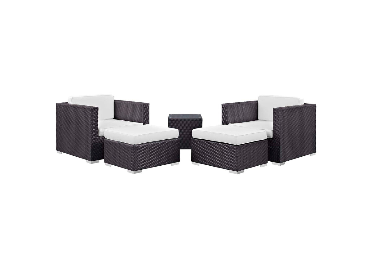 EEI-1809-EXP-WHI-SET Convene 5 Piece Outdoor Patio Sectional Set By Modway