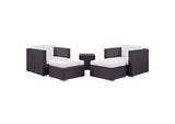 EEI-1809-EXP-WHI-SET Convene 5 Piece Outdoor Patio Sectional Set By Modway