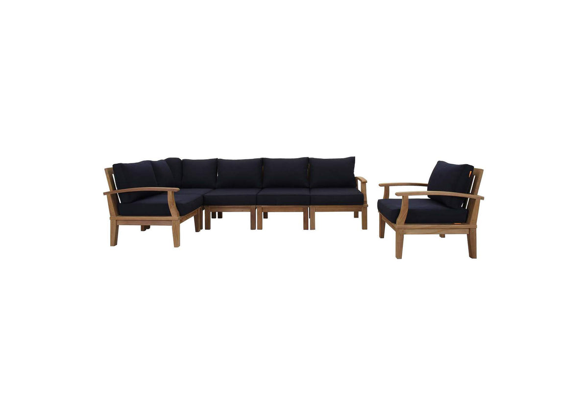 EEI-1816-NAT-NAV-SET Marina 6 Piece Outdoor Patio Teak Set By Modway