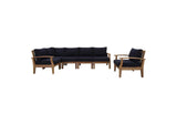 EEI-1816-NAT-NAV-SET Marina 6 Piece Outdoor Patio Teak Set By Modway