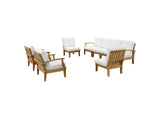 EEI-1817-NAT-WHI-SET Marina 8 Piece Outdoor Patio Teak Set By Modway