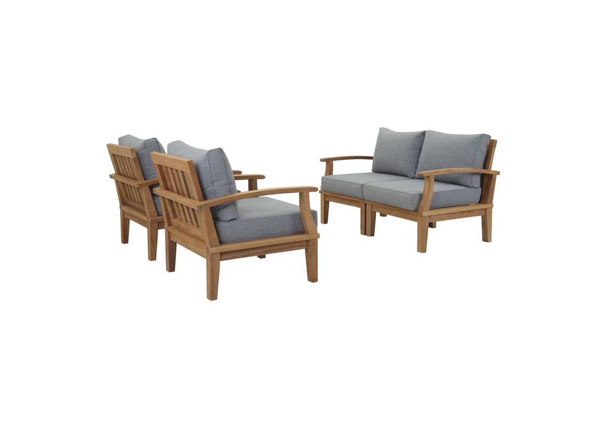 EEI-1818-NAT-GRY-SET Marina 4 Piece Outdoor Patio Teak Set By Modway