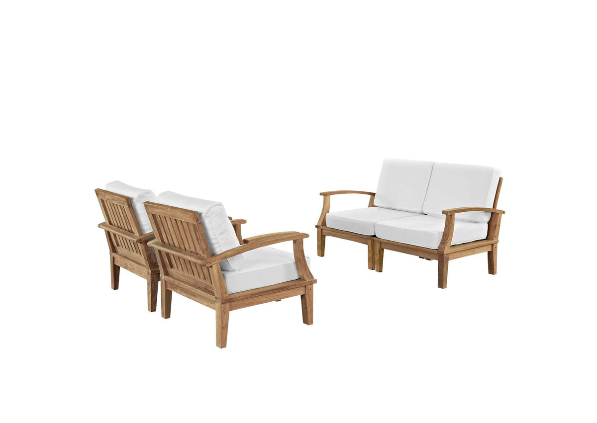 EEI-1818-NAT-WHI-SET Marina 4 Piece Outdoor Patio Teak Set By Modway
