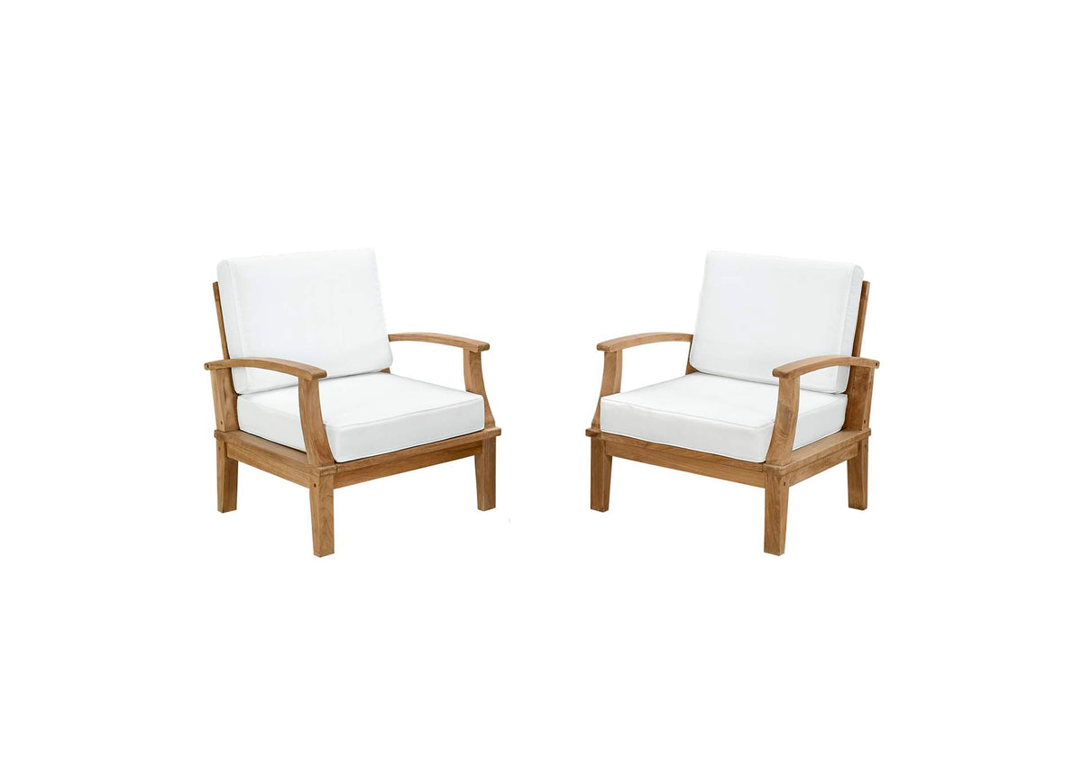 EEI-1819-NAT-WHI-SET Marina 2 Piece Outdoor Patio Teak Set By Modway