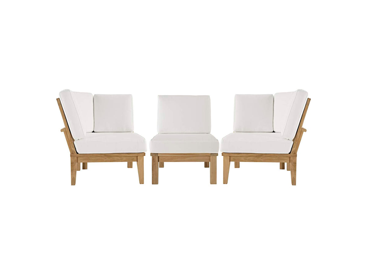 EEI-1820-NAT-WHI-SET Marina 3 Piece Outdoor Patio Teak Set By Modway