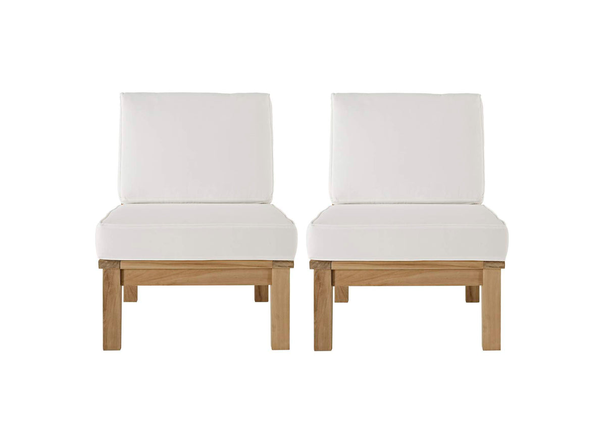 EEI-1821-NAT-WHI-SET Marina 2 Piece Outdoor Patio Teak Set By Modway