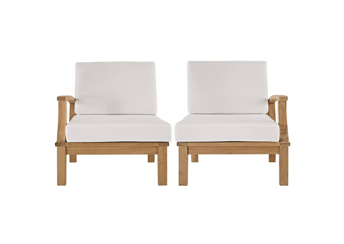 EEI-1822-NAT-WHI-SET Marina 2 Piece Outdoor Patio Teak Set By Modway