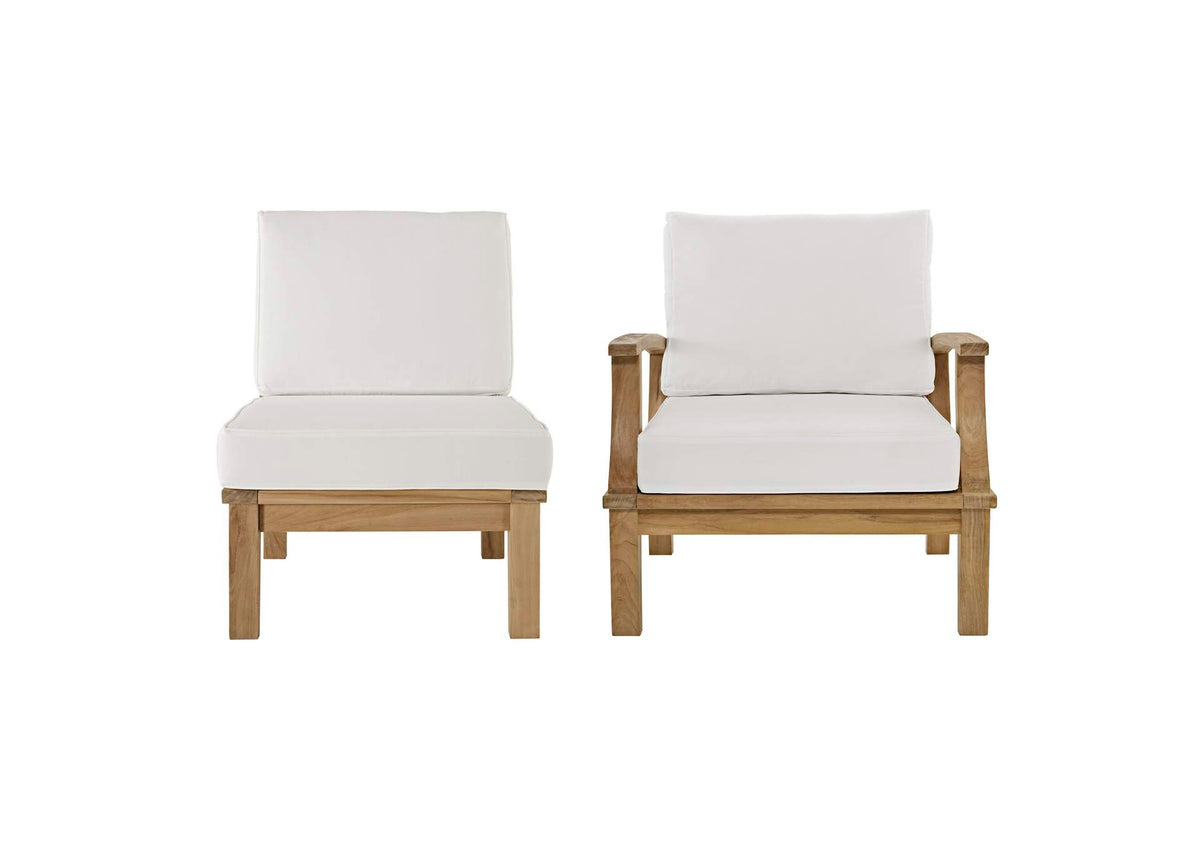 EEI-1823-NAT-WHI-SET Marina 2 Piece Outdoor Patio Teak Set By Modway