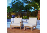 EEI-1823-NAT-WHI-SET Marina 2 Piece Outdoor Patio Teak Set By Modway