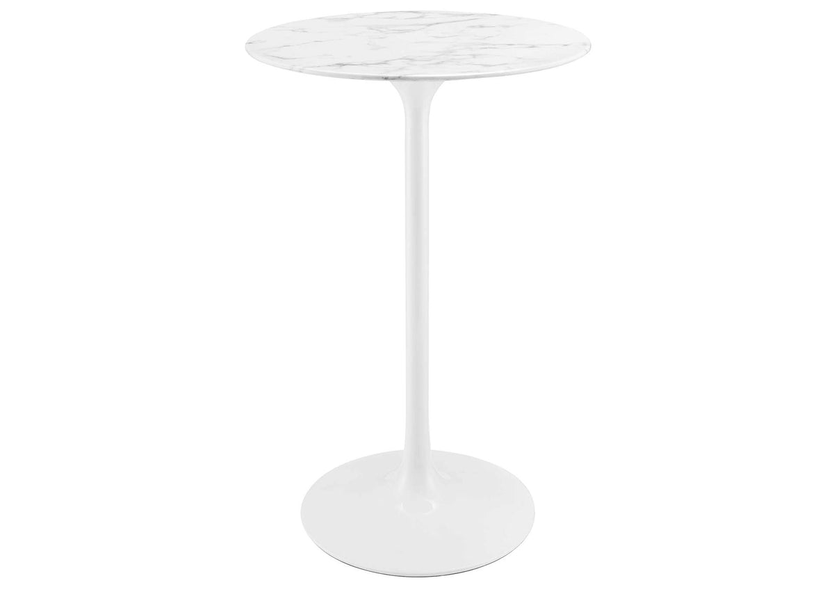 EEI-1827-WHI Lippa 28" Round Faux Marble Bar Table By Modway