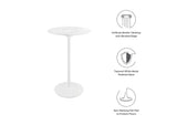 EEI-1827-WHI Lippa 28" Round Faux Marble Bar Table By Modway