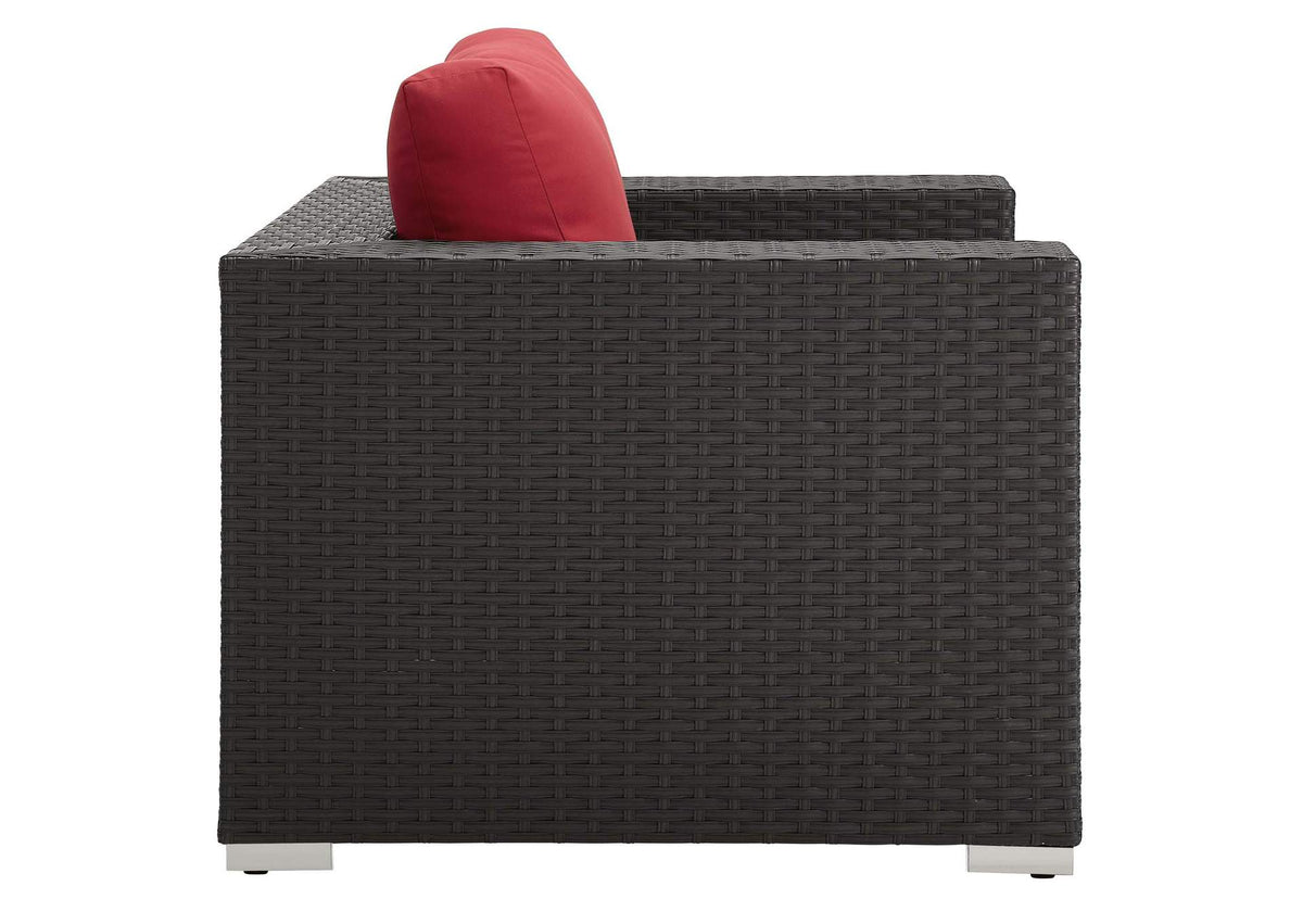EEI-1850-CHC-RED Sojourn Outdoor Patio Sunbrella® Armchair By Modway