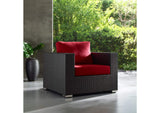 EEI-1850-CHC-RED Sojourn Outdoor Patio Sunbrella® Armchair By Modway