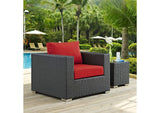 EEI-1850-CHC-RED Sojourn Outdoor Patio Sunbrella® Armchair By Modway