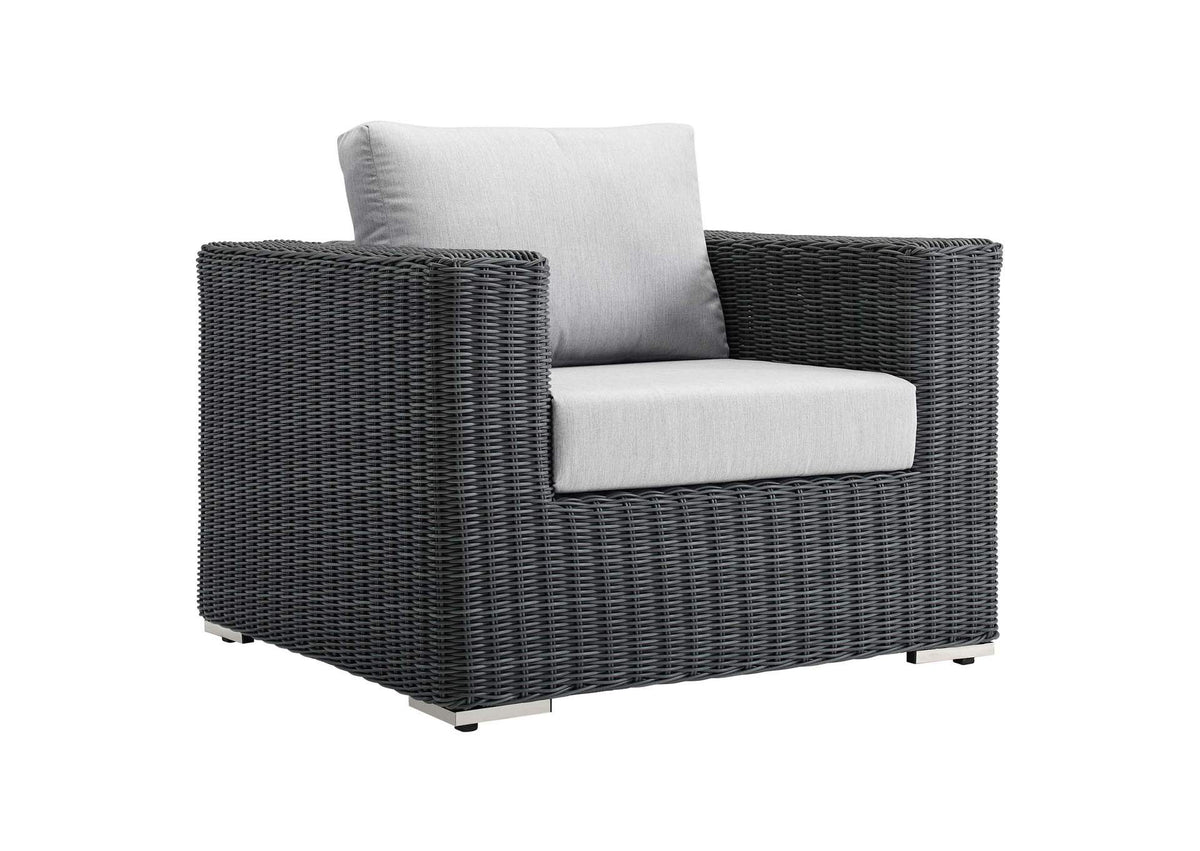 EEI-1864-GRY-GRY Summon Outdoor Patio Fabric Sunbrella® Armchair By Modway