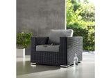 EEI-1864-GRY-GRY Summon Outdoor Patio Fabric Sunbrella® Armchair By Modway