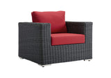 EEI-1864-GRY-RED Summon Outdoor Patio Fabric Sunbrella® Armchair By Modway