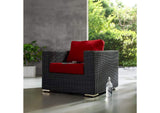 EEI-1864-GRY-RED Summon Outdoor Patio Fabric Sunbrella® Armchair By Modway