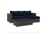 EEI-1889-CHC-NAV-SET Sojourn 3 Piece Outdoor Patio Sunbrella® Sectional Set By Modway