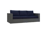EEI-1889-CHC-NAV-SET Sojourn 3 Piece Outdoor Patio Sunbrella® Sectional Set By Modway