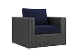 EEI-1891-CHC-NAV-SET Sojourn 3 Piece Outdoor Patio Sunbrella® Sectional Set By Modway
