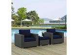 EEI-1891-CHC-NAV-SET Sojourn 3 Piece Outdoor Patio Sunbrella® Sectional Set By Modway