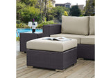 EEI-1911-EXP-BEI Convene Outdoor Patio Fabric Square Ottoman By Modway