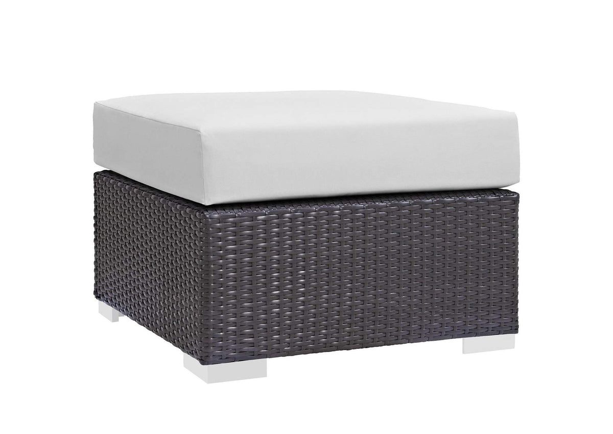 EEI-1911-EXP-WHI Convene Outdoor Patio Fabric Square Ottoman By Modway