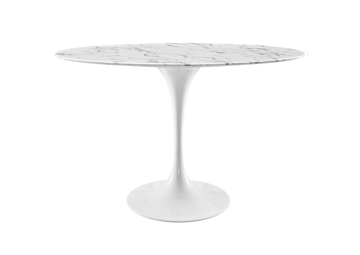 EEI-2021-WHI Lippa 48" Oval Faux Marble Dining Table By Modway