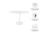 EEI-2021-WHI Lippa 48" Oval Faux Marble Dining Table By Modway