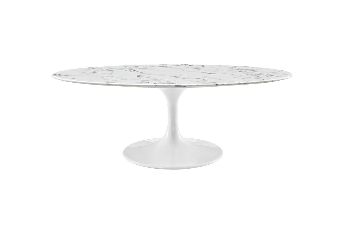 EEI-2022-WHI Lippa 48" Oval Faux Marble Coffee Table By Modway