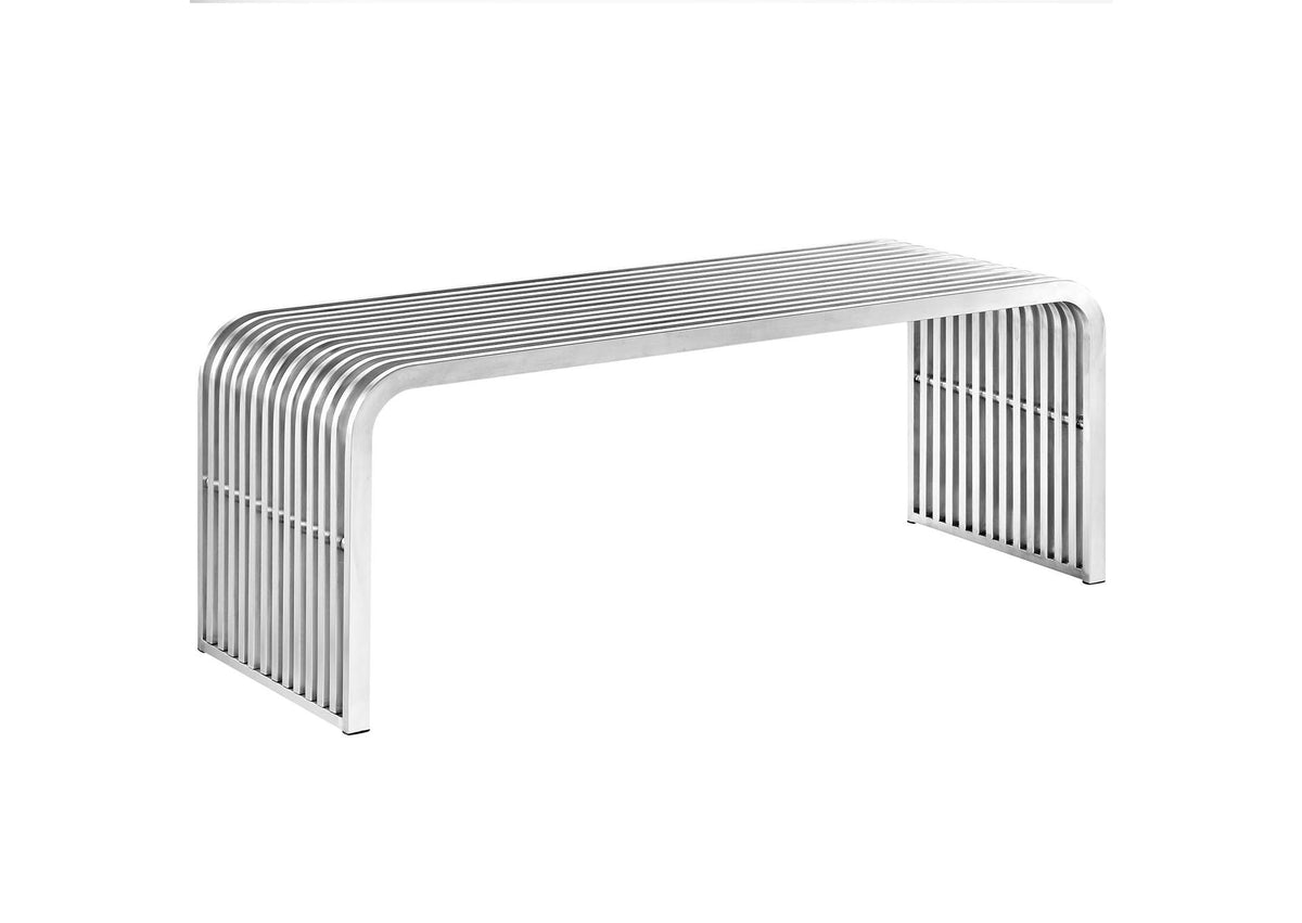 EEI-2102-SLV Pipe 47" Stainless Steel Bench By Modway