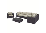 EEI-2157-EXP-BEI-SET Convene 7 Piece Outdoor Patio Sectional Set By Modway