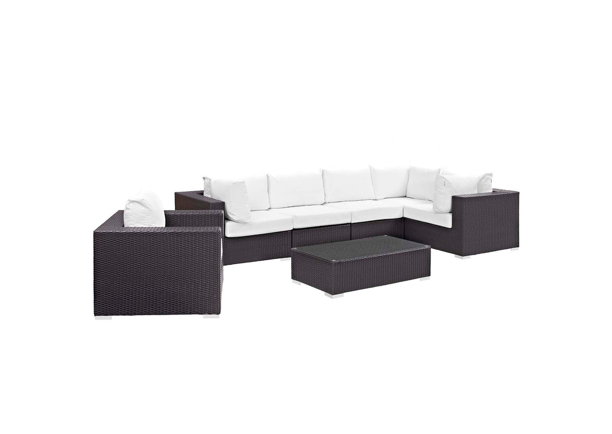 EEI-2157-EXP-WHI-SET Convene 7 Piece Outdoor Patio Sectional Set By Modway