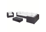 EEI-2157-EXP-WHI-SET Convene 7 Piece Outdoor Patio Sectional Set By Modway