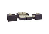 EEI-2158-EXP-BEI-SET Convene 5 Piece Outdoor Patio Sofa Set By Modway