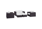 EEI-2158-EXP-WHI-SET Convene 5 Piece Outdoor Patio Sofa Set By Modway