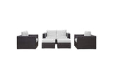 EEI-2158-EXP-WHI-SET Convene 5 Piece Outdoor Patio Sofa Set By Modway