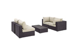 EEI-2163-EXP-BEI-SET Convene 5 Piece Outdoor Patio Sectional Set By Modway