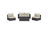 EEI-2163-EXP-BEI-SET Convene 5 Piece Outdoor Patio Sectional Set By Modway
