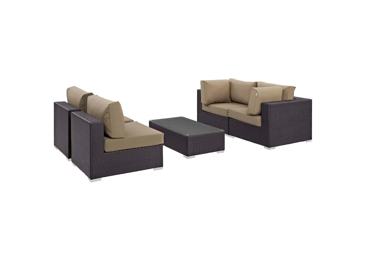 EEI-2163-EXP-MOC-SET Convene 5 Piece Outdoor Patio Sectional Set By Modway