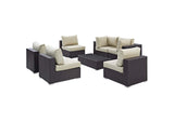 EEI-2164-EXP-BEI-SET Convene 7 Piece Outdoor Patio Sectional Set By Modway