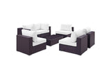 EEI-2164-EXP-WHI-SET Convene 7 Piece Outdoor Patio Sectional Set By Modway