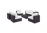 EEI-2164-EXP-WHI-SET Convene 7 Piece Outdoor Patio Sectional Set By Modway